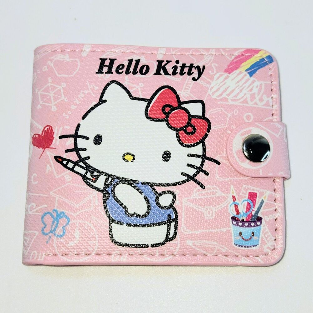 HELLO KITTY Wallet Kawaii Accessory Compact ID Window Button Closure NEW NWT